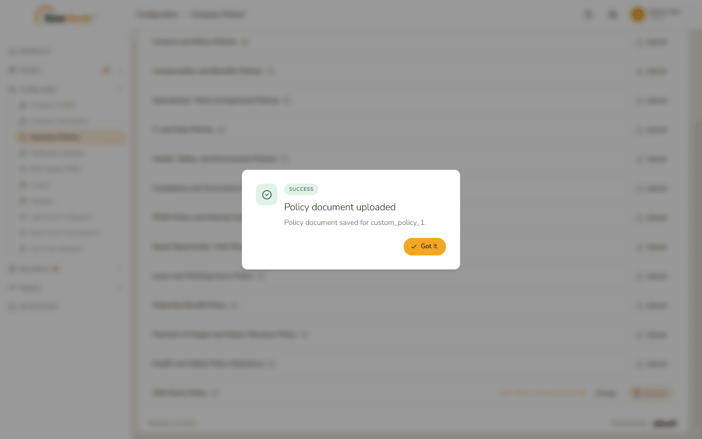 Policy document uploaded