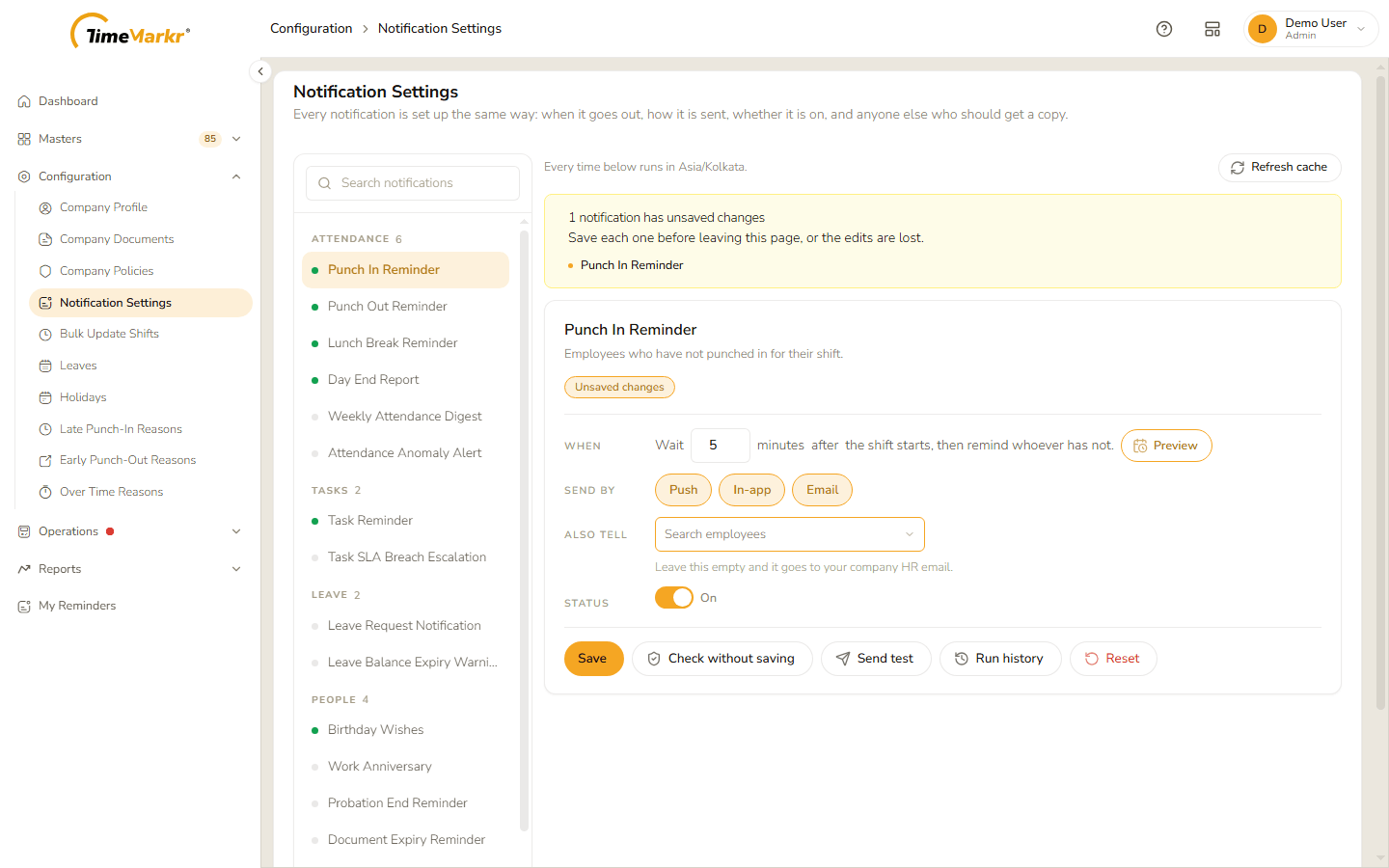Unsaved changes