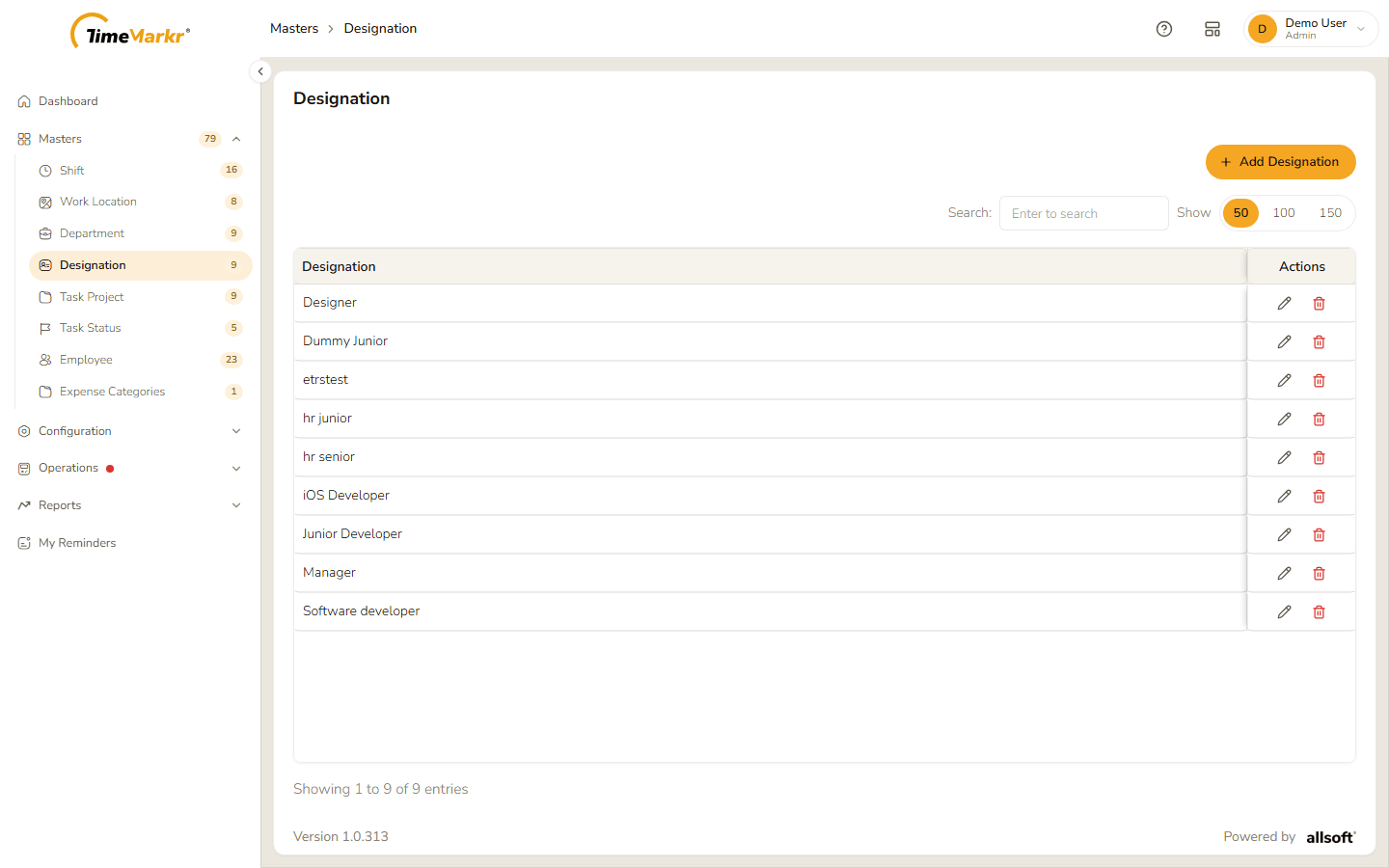 Designation list