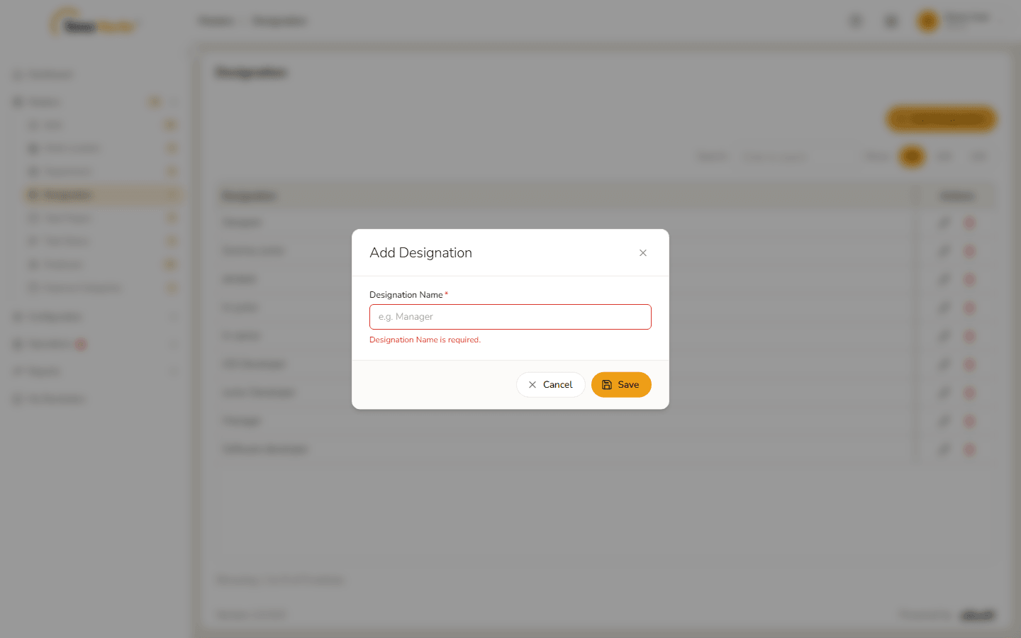 Designation Name is required
