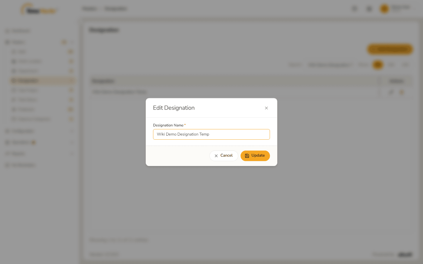 Edit Designation form