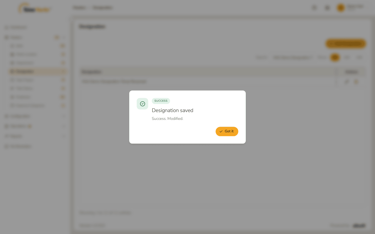 Designation modified