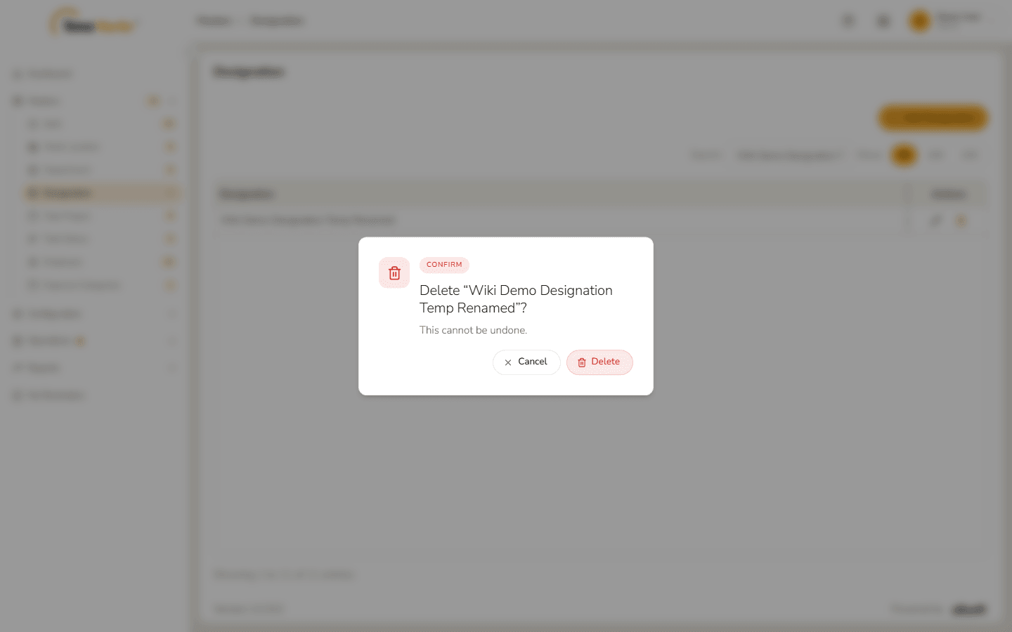 Delete confirmation