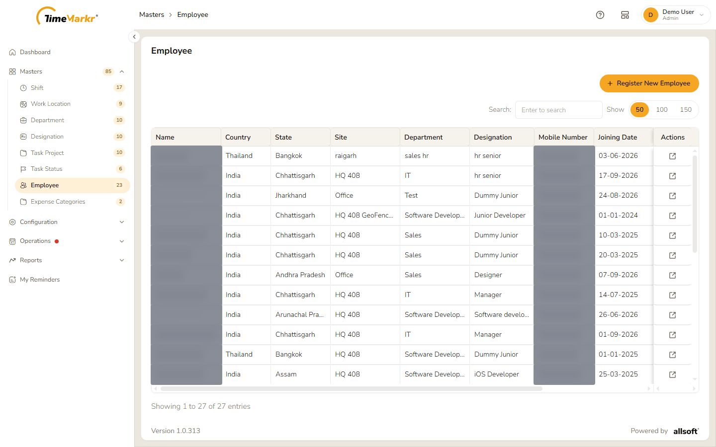 Employee list