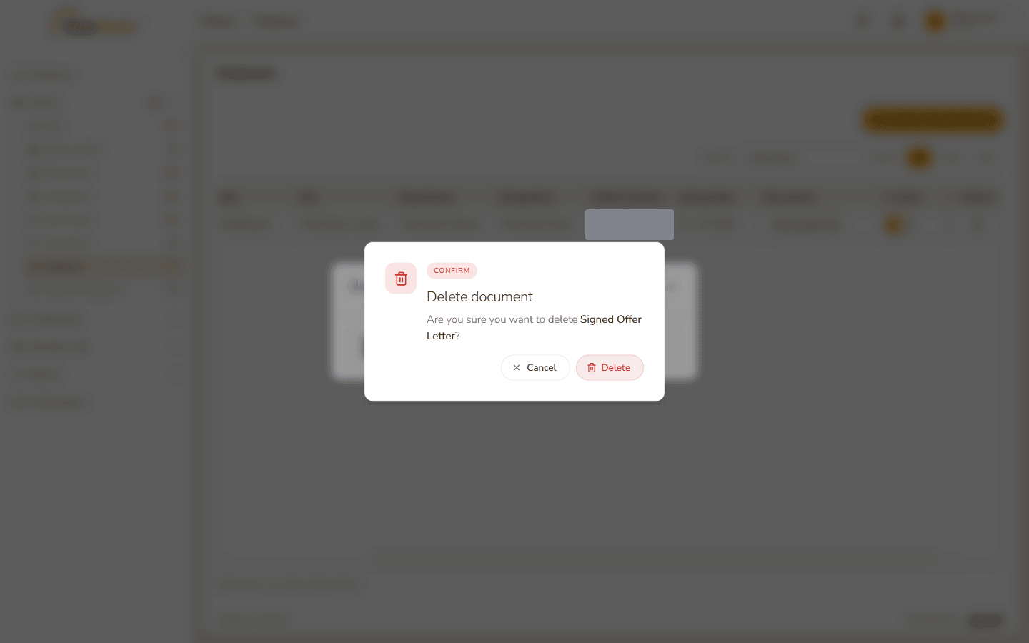 Delete confirmation