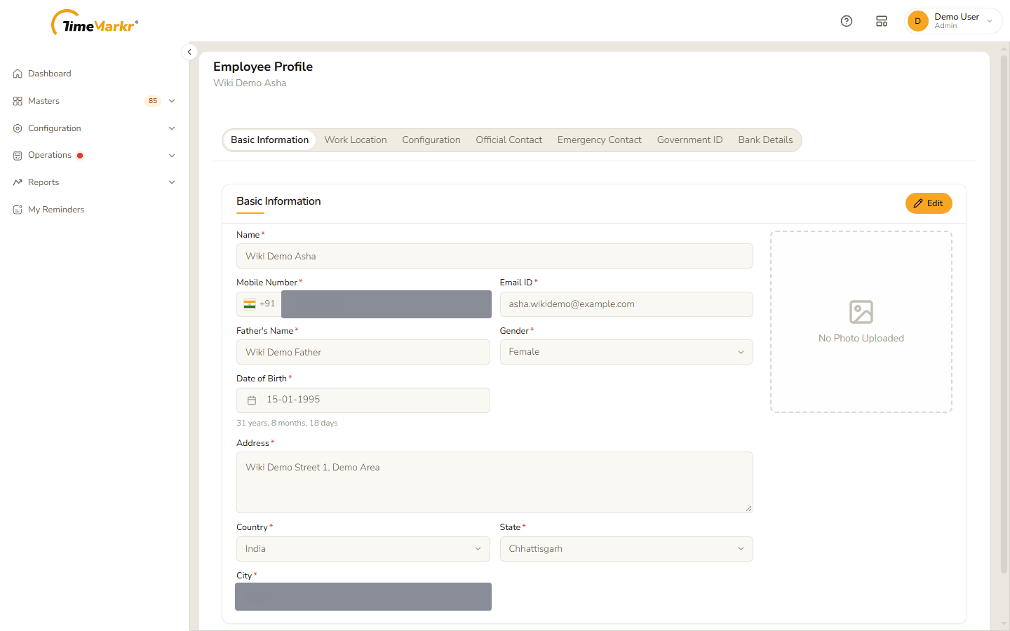 The Basic Information tab