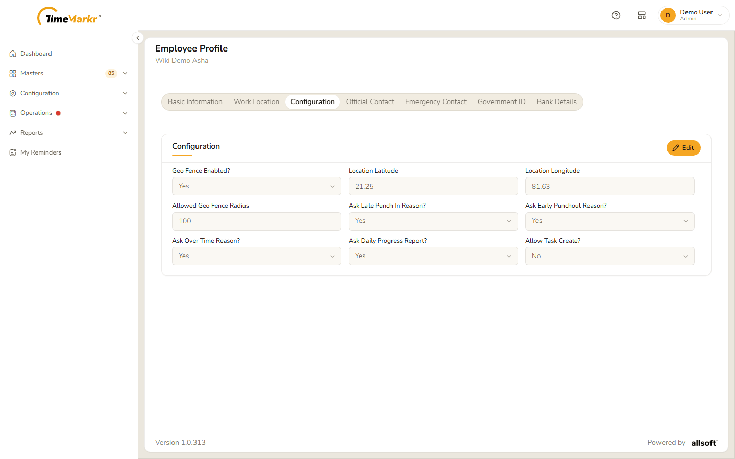 Configuration tab