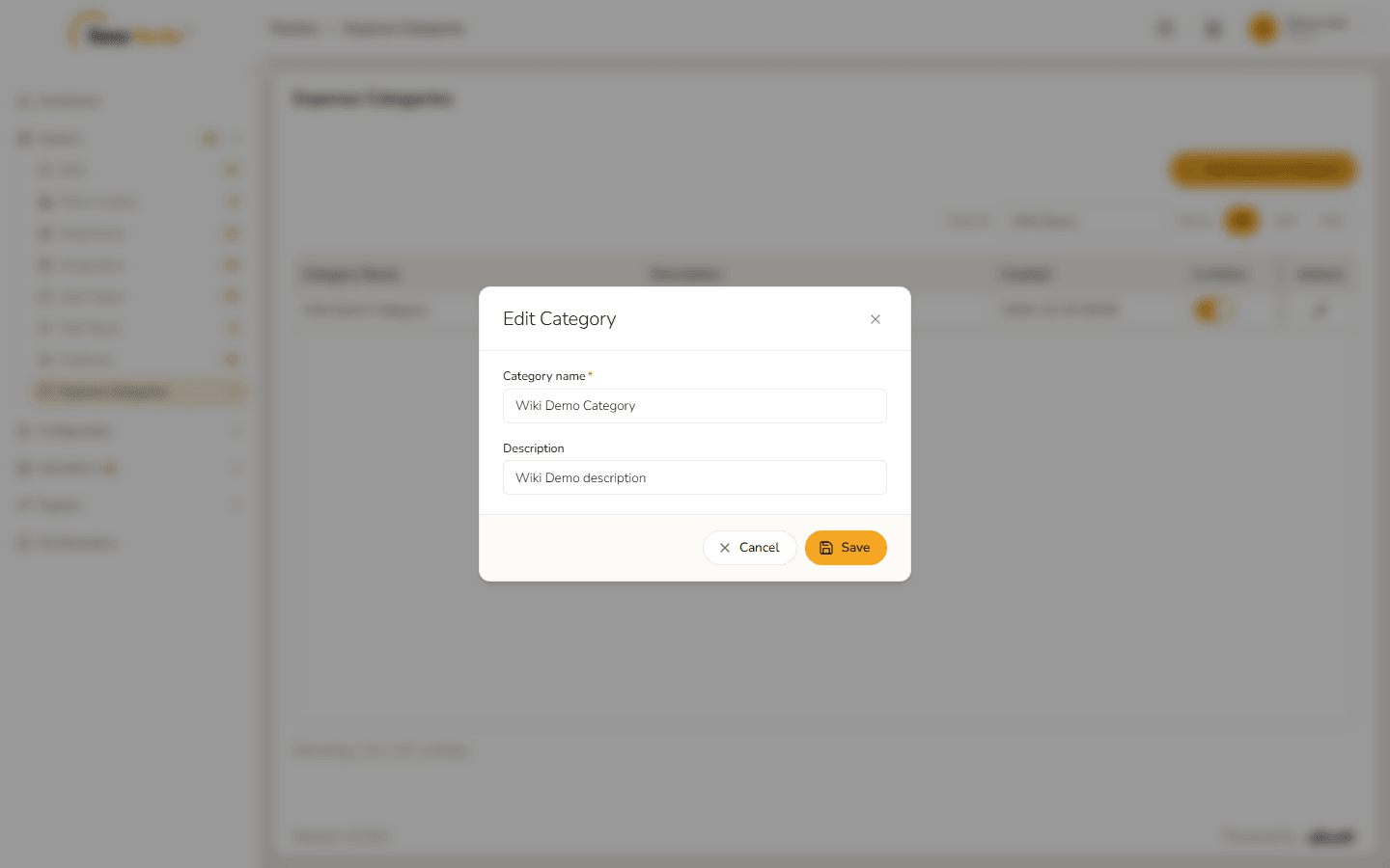 Edit Category form