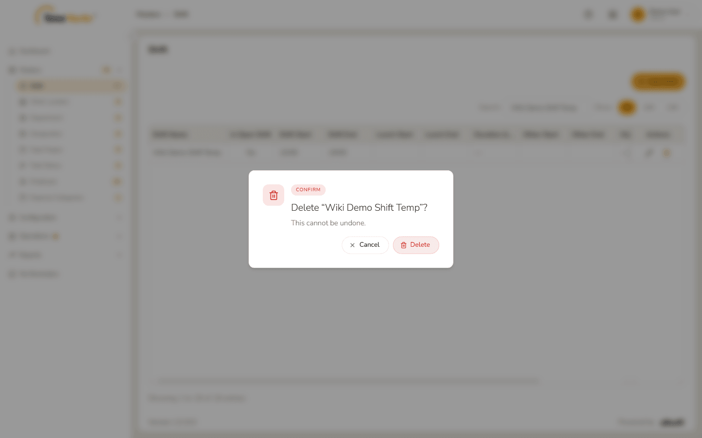 Delete confirmation