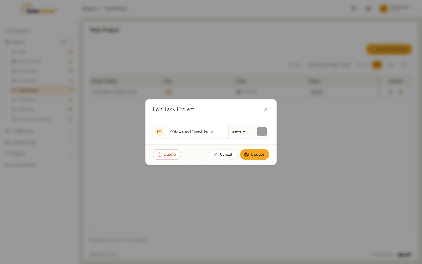 Edit Task Project form