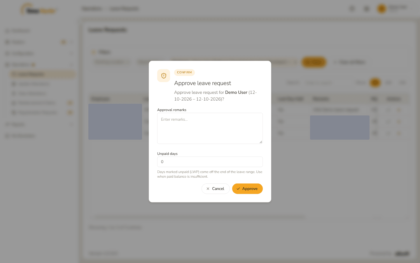Approve leave request