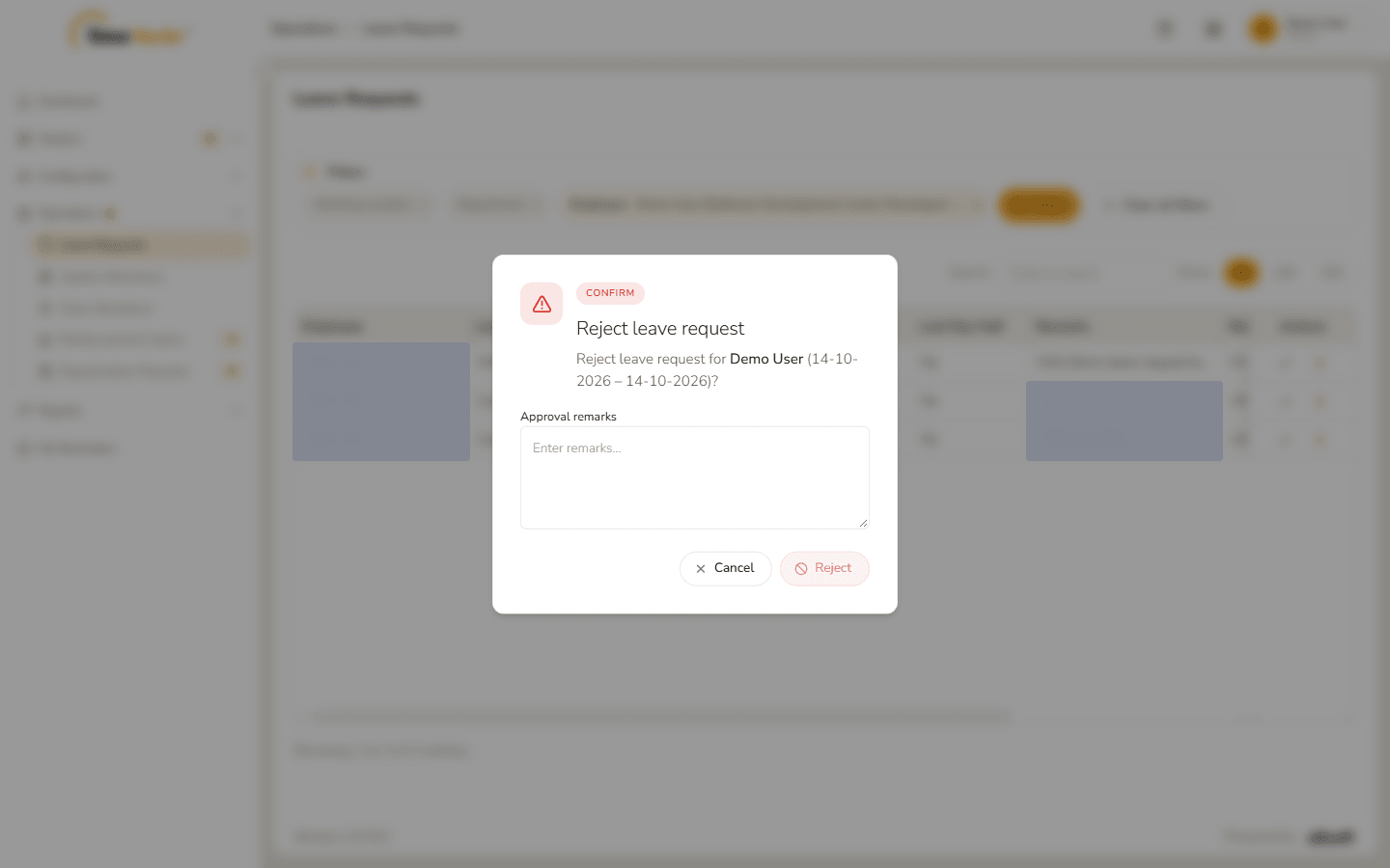 Reject leave request