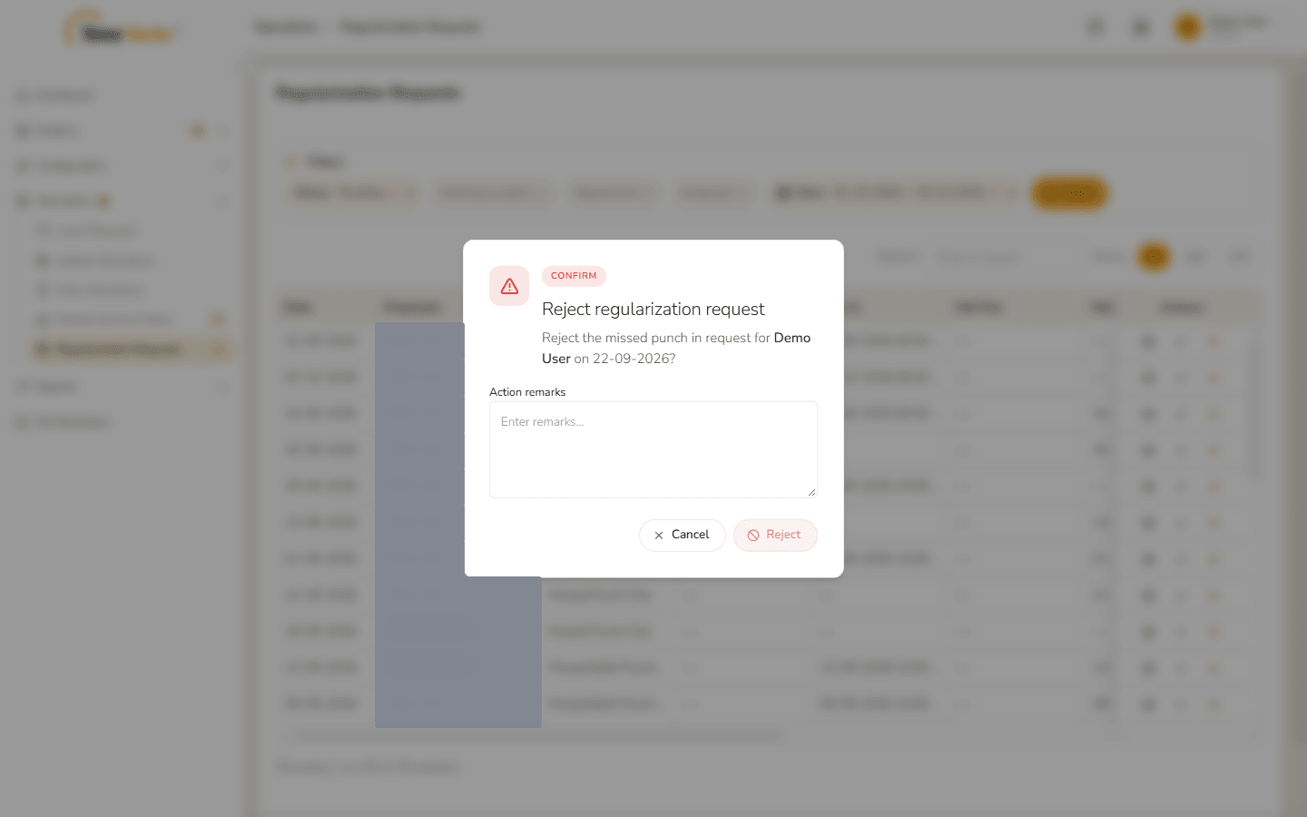Reject regularization request