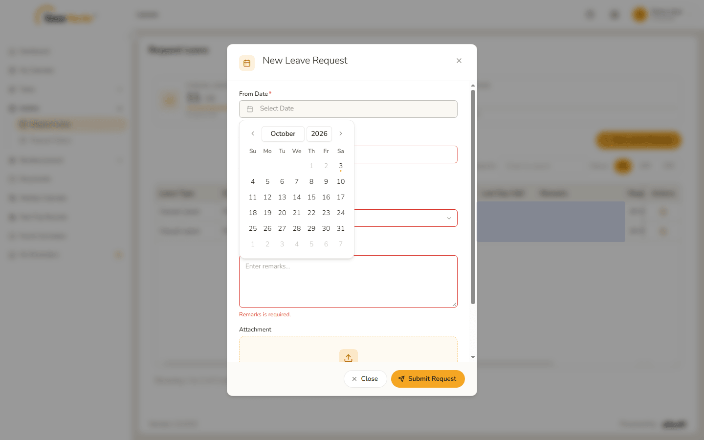The date picker