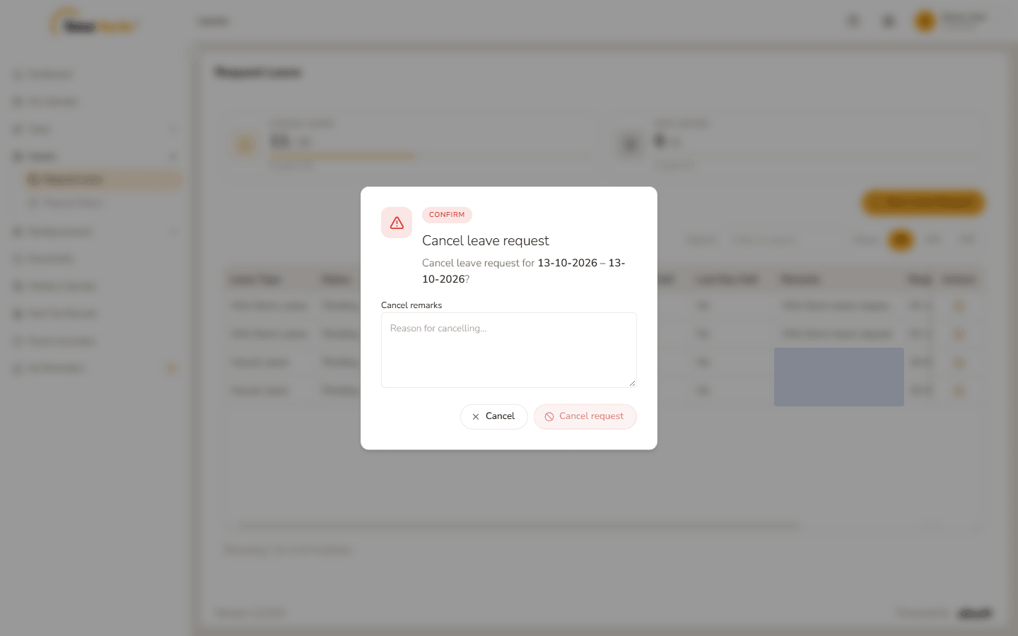 Cancel leave request