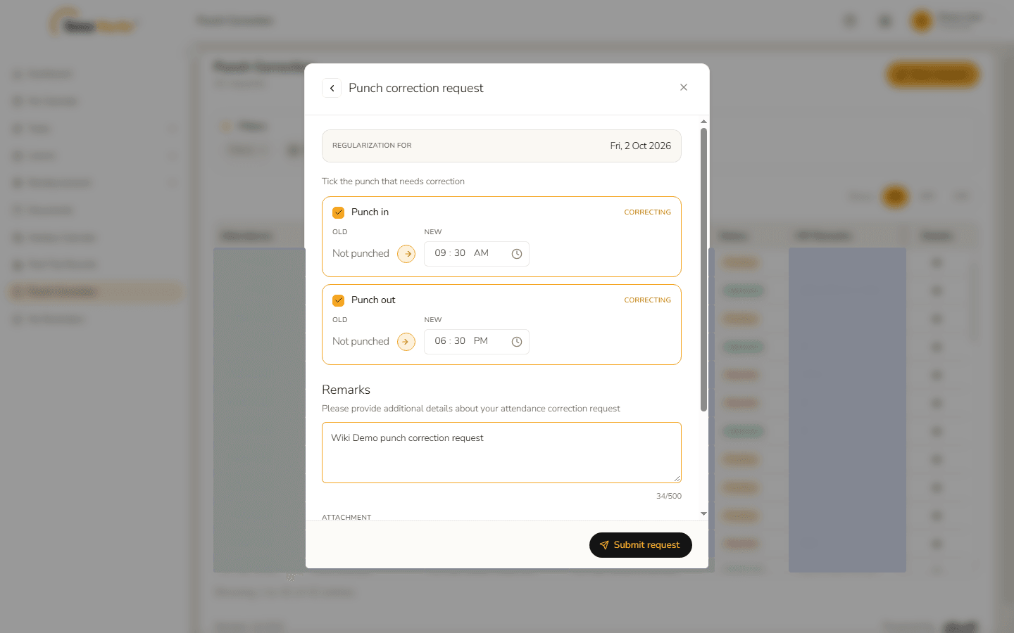 Form filled in