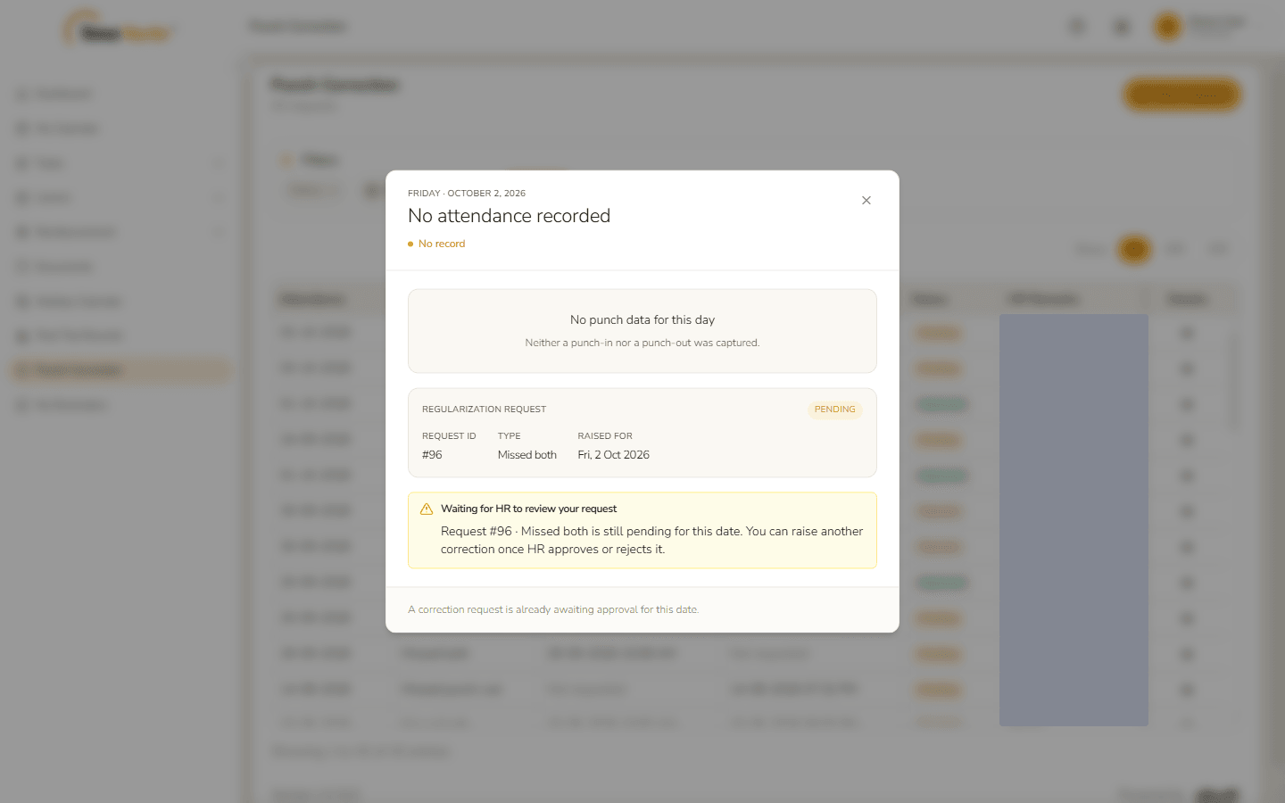A day that already has a pending request