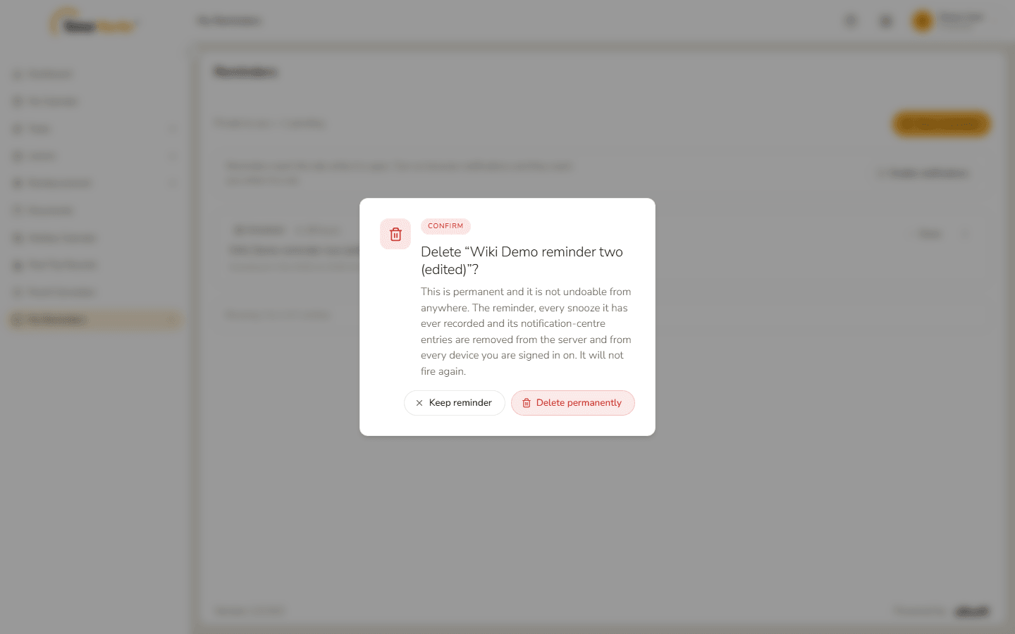 Delete confirmation