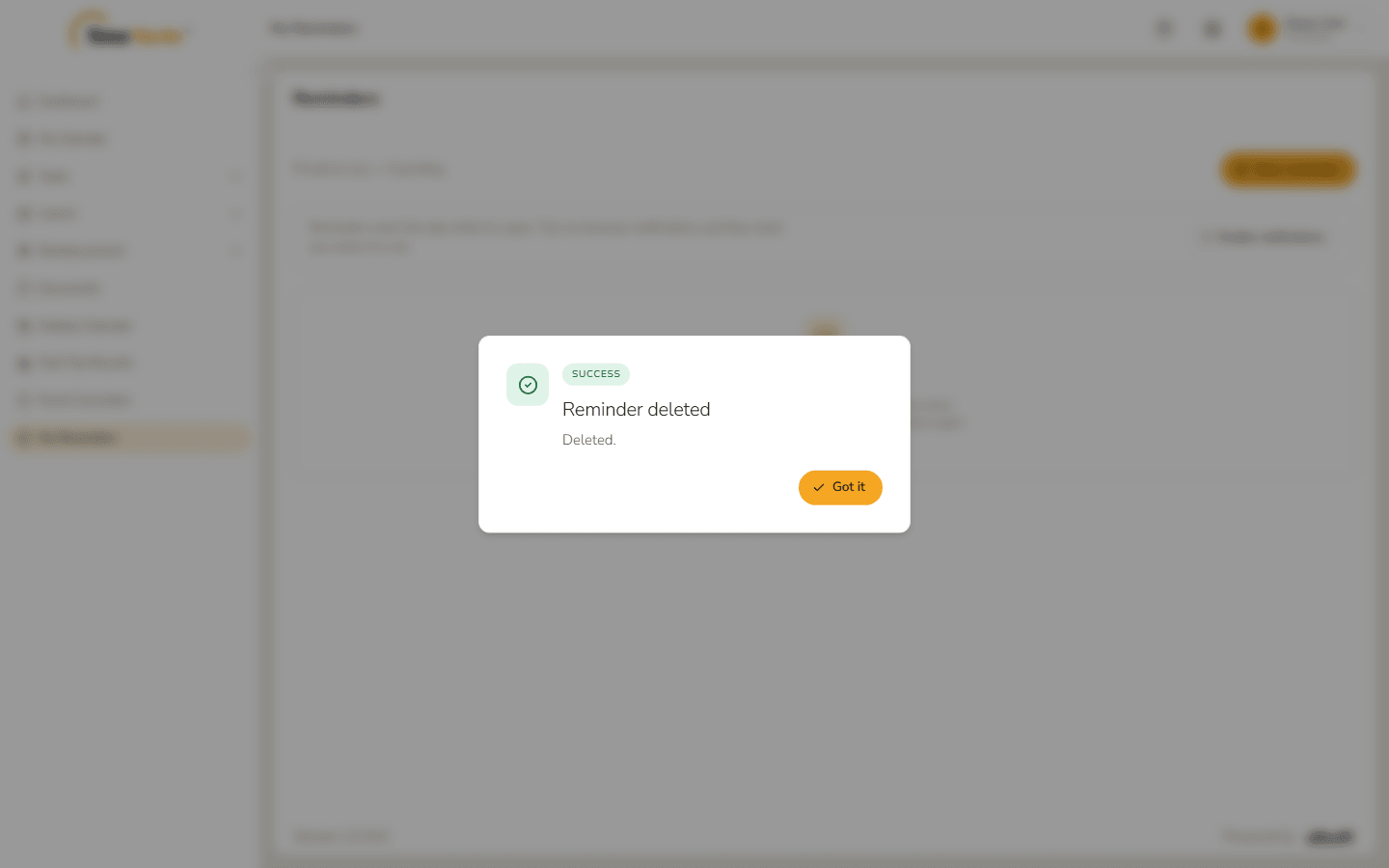 Reminder deleted